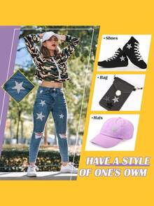 8pcs Embroidered Star Patches, Multi-Size Adhesive Star Patches, Resin Rhinestone Star Shape Stickers, Decorations For Valentine's Day(Random Size) - Multicolor - View 2