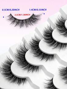 7对ENCHUW自然纤长假睫毛，透明梗，3D蓬松柔软假睫毛 - 黑色 - 查看 4