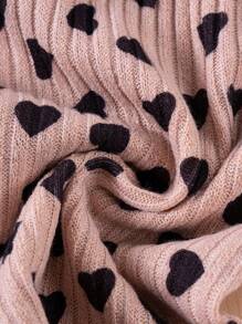 Set de 2 piezas de top de manga corta y pantalones cortos con estampado de corazones para niñas, para verano