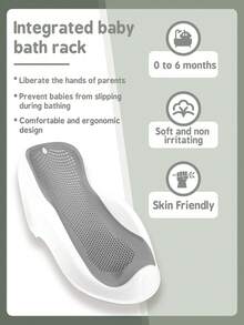 1 件婴儿浴盆支撑婴儿浴椅 - 便携式婴儿浴盆支撑，防滑沐浴垫，适合 0-6 岁，PP 材质，沐浴椅，易于存放