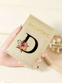 1pc A-Z 26 Letters Fashionable Letter Print Stylish Burgundy Passport Cover, Premium PU Leather Passport Wallet With Multi-Card Pockets For Credit Cards, Boarding Passes, And IDs Graduation - Burgundy - View 20