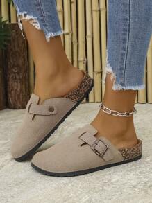 Sandalias planas de mujer de unicolor, ajustables, con corcho, antideslizantes, cómodas y transpirables, aptas para exteriores, interiores, playa o como regalo