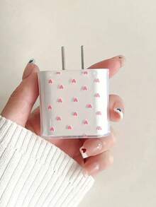 5pcs Cute Love Pattern Design Charger Case, Compatible With IPhone 18W/20W, Charging Cable Protective Cord, Charging Head Protective Case, TPU Material Anti Dirt, Japanese And Korean Style - Pink - View 3