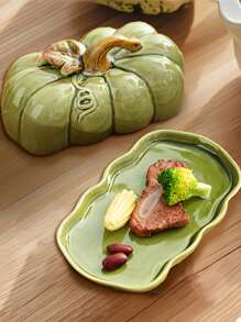 7in Fall Pumpkin Butter Dish Pumpkin Shaped With Lids, Ceramic Butter Keeper For Kitchen, Container For Butter, Dishes, Fruits, Decorate For Halloween Thanksgiving