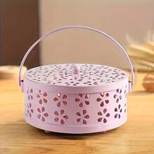 1 pièce poêle métallique style vintage avec moustiquaire - brûleur d'encens portable en fer pour décoration intérieure et extérieure, boîte avec couvercle, plateau ignifuge multifonction créatif pour la maison, décoration de chambre, décoration de cuisine