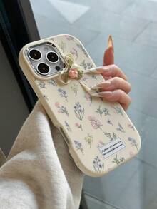 1 pieza Funda de teléfono con lazo floral DIY, compatible con iPhone 16 Pro MAX/15 Plus/14/13/12/11 Series, con características de absorción de impactos, antideslizante, ligera, diseño de moda, funda protectora suave con cojín de aire de alta calidad, unisex, regalo perfecto para ti, novia, mejor amiga, familia, resistente al agua, anti-caída, anti-arañazos - Concha + Arco - Ver 17
