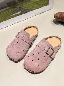 1 双女童一脚蹬穆勒凉鞋，软底户外透气镂空鞋，夏季新款设计