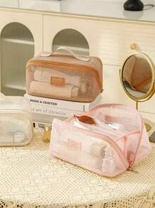 Nylon Mesh Cosmetic Bag,Travel Make Up Bag,Beach Bags For Women,Travel Bags For Women,Travel Organizer Bags,Toiletry Bag,Organization And Storage,Travel Accessories,Travel Essentials,Cruise Essentials,Bathroom Storage, Jewelry Storage, Lip Gloss Storage, Nail Polish Storage, Cosmetics Storage,Mother's Day Gifts, Easter Gifts