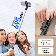 AXNEN 可伸缩自拍杆三脚架，带无线遥控器和手机支架，便携式智能手机三脚架，适用于团体自拍/直播/视频录制，兼容iOS/Android/GoPro设备