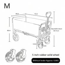 Trolley On Wheels, Beach Trolley Cart All Terrain Utility Wagon For Shopping Picnic Garden, Heavy Duty Camping Trolley Cart  Adjustable Handle Brakeless, Beige/Black - Multicolor - View 8