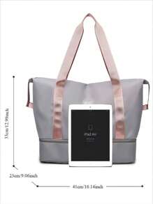 Bolsa de viagem listrada portátil de grande capacidade, bolsa feminina, que pode ser equipada com uma mala, personalizada e leve