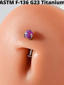 1 chiếc khuyên rốn bằng titan hình tròn đính đá opal, ren trong, kiểu dáng nổi, thời trang, đính đá zirconia, thích hợp cho cả nam và nữ. - Màu titan - Xem 8