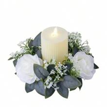 1 peça de suporte para velas de rosas artificiais, decoração de mesa para festa de casamento, guirlanda romântica de flores artificiais (velas não incluídas)