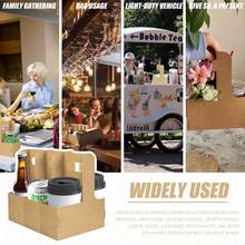 15 牛皮纸杯架，2 杯一次性外送饮料杯架带手柄，冷热饮杯架，咖啡杯架，送餐，外卖杯架