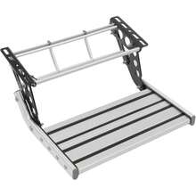 Folding RV Step, RV Manual Single Step With Led Light Solid Step RV Entrance Stairs Folding Aluminum Alloy Foldable Manual RV Steps Single Drop Down Step For Camper Caravans 330lbs Load Capacity - Silver - View 1