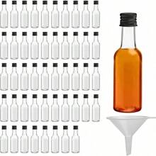 48pcs 25ml 50ml Mini Liquor Bottles Set, Mini Empty Plastic Shot Bottles, Airtight Spirit Bottle With Caps Mini Wine Bottles, Bar Party Supplies Thanksgiving, Halloween, And Christmas Are Applicable Durable Multi-Use For Juice, Sauces, Coffee