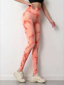 Tie Dye Seamless High Waisted Workout Leggings Women Scrunch Butt Lifting Yoga Gym Athletic Pants