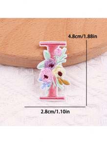 1 pieza, Parche bordado con flores para planchar con letras (A-Z), apliques decorativos para DIY en decoración de ropa, material de tela, calcomanías para ropa