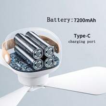 Electric Fan Camping Ceiling Fan Dormitory Small Fan Ceiling Fan Light Mosquito Net Ceiling Small High Wind Power Bed Dormitory, With Tripod Can Desktop Desktop, Adjustable Night Light,Battery Capacity: 7200mAh