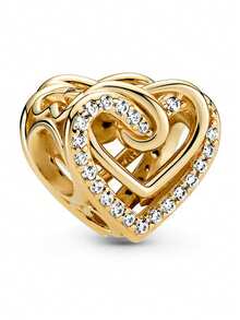 一款时尚的镀银白铜手牵手钩，饰有光滑的金银双色，并刻有“永远在你身边”的字样，是情人节情侣生日的理想礼物。 - 愛心串珠 - 查看 11