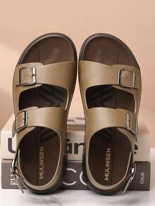 mulinsen Men Athletic Sandals Open Toe Hiking Outdoor Non-Slip Sandals Adjustable Sport Casual Beach Sandals - Khaki - View 3