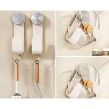 Suction Cup Mounted Pot Lid Rack, Wallmounted Pot Lid Storage Organizer, Multi-Function Kitchen Pot Lid Holder