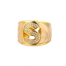 Cubic Zirconia Letter Decor Ring - Yellow Gold - View 31