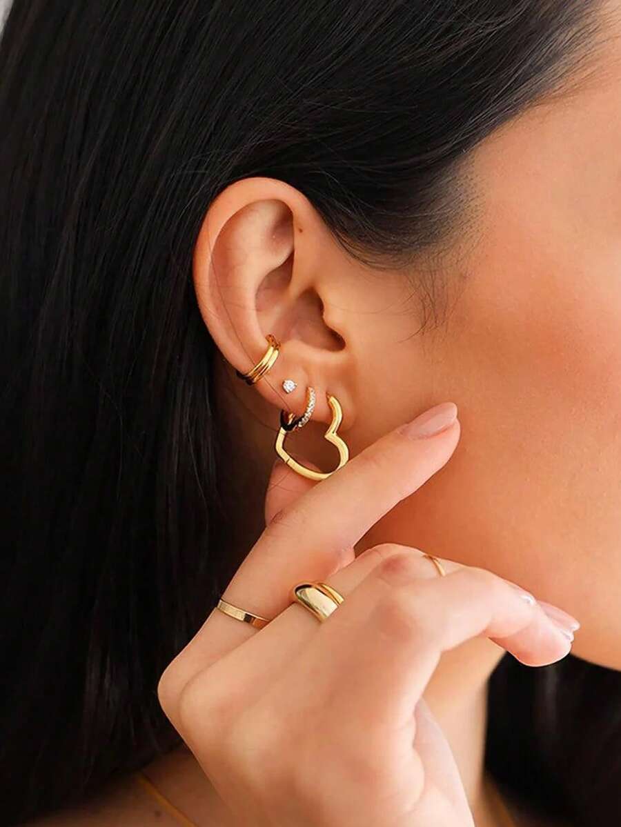 Heart Design Hoop Earrings, Suitable For Daily Wear - Earrings - View 1