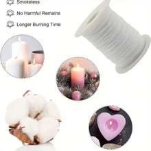 200 قدم من الفتيل الطبيعي، مع 100 قطعة من أقراص الحامل المعدني، طقم صنع شمع، طقم فتيل الشموع اليدوية DIY، متين وسهل الاستخدام، مناسب لصنع الشموع المنزلية