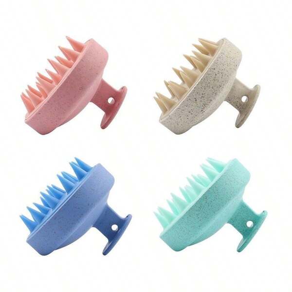Cepillo de lavado de cabello de silicona de colores, cepillo de masaje de cabello de paja de trigo, peine masajeador del cabelludo para el hogar, decoración de baño, decoración de otoño, de vuelta a la escuela