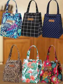 1/2 件便携式保温午餐袋,学生手持保温午餐盒,野餐,户外,夏季户外食物袋,野餐露营袋,返校 - 彩色 - 查看 7