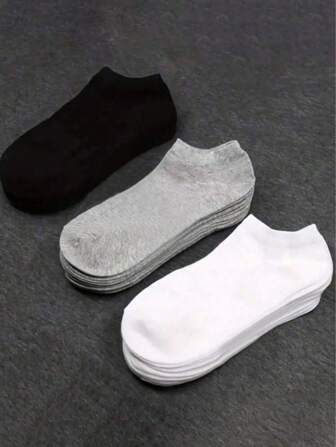 15 Pairs/10 Pairs/5 Pairs/3 Pairs/1 Pair Men's Simple Solid Color Low Cut Socks, Moisture Absorbing & No Show Socks Suitable For All Seasons