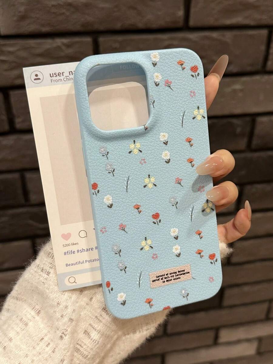 New Autumn/Winter High-End Fashion Floral Embossed Leather Phone Case, Shockproof Full Coverage Protection Compatible With IPhone 16/15/15Pro/15ProMax/14/13/12/11/X/7/8 Series