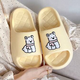 Women's Soft Sole Anti-Slip Animal Print House Slippers, Cartoon Jellyfish & Dog, Fashion Elegant Cute Outdoor EVA Odorless Flat Lightweight Beach Home Office Summer