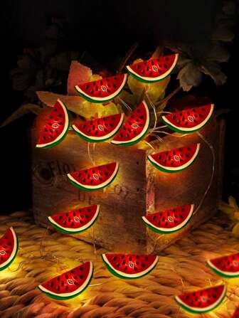 20 luces de cadena de LED con forma de frutas, luces de hadas de alambre de cobre, luces decorativas impermeables con forma de limón, sandía, uva, piña para patio, habitación de niñas, decoración de verano, Navidad, fiesta de cumpleaños, festival