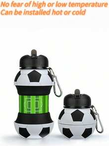 1pc Silicone Folding Water Bottle Children/Adult Basketball Football Sports Water Cup Large Capacity 550ML Anti-Fall Wear-Resistant And Leak-Proof Design Anti-Fall Silicone Outdoor Mountaineering Cycling Travel Hiking Competition Rest Hydration Team Sports Equipment Portable Folding Compression Water Bottle Portable Lightweight Storage Equipped With Mountaineering Ring Buckle Can Be Hanged On Backpacks Or Bicycles, Etc.