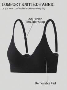 Seamless Push Up Bra For Women Wireless Beauty Back Sexy Women's Bralette Ribbed Knitting Padded Underwear Solid Color Adjustable Shoulder Strap Brassiere Basics Comfort Breathable