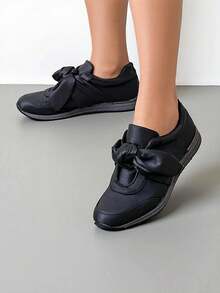 Zapatillas de mujer con lazo - Negro - Ver 3