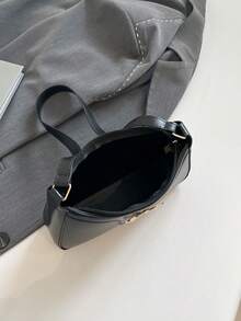 Elegant Crescent-Shaped Underarm Shoulder Bag For Women, Chic Casual Fashion, Solid Color Underarm Bag - Black - View 7