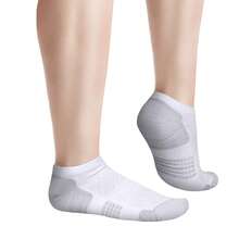 YUEDGE Mens Low Cut Cushioned Athletic Sports Socks Casual Everyday Breathable White Cotton Short Trainer Ankle Socks For Men 6-10, 5 Pairs - White - View 4