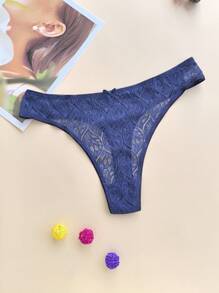 5pcs/Pack Plus Size Women's Soft Lace Thong Panties, Sexy Seamless Underwear