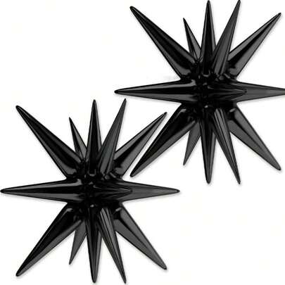 kumozawa 2pcs 22 Inch Black Star Balloons, Large Black Starburst Aluminum Foil Balloons, Spiked Explosion Integrated Polyester Film Balloons, Suitable For Halloween Birthday Party Decoration,Graduation Decorations,Graduation Decorations 2025,Graduation Gifts,Party Decor