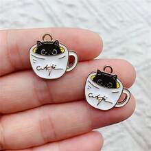 10/20pcs Zinc Alloy Cute Cat Shaped Pendant, Suitable For DIY Earring, Bracelet, Necklace, Keychain Jewelry Making - Multicolor - View 6