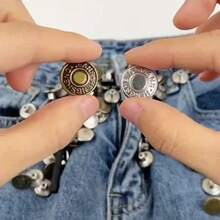 15 件古铜色金属牛仔纽扣，可调节可拆卸耐用金属牛仔裤纽扣，无需缝纫牛仔裤服装配件 - 彩色 - 查看 1