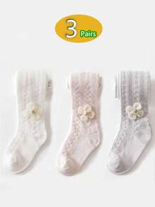 3 perechi de dresuri transpirabili pentru fete, colanți drăguți pentru copii mici, ciorapi plasă anti-țânțari, vară