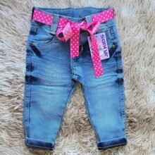 Calça jeans menina com lycra ajuste interno 1 A 3 anos