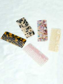 lina. 1pc Wide Tooth Comb, Acetate Fiber Board Marble Pattern Comb Teeth, Easily Detangle Hair, Travel Size, Convenient To Carry, Fits In Wallet, Pocket, Backpack, Mini Anti-Tangle Comb, Suitable For All Hair Types, Dry And Wet Use, Unisex, Hair Care, Hair Styling Tool, Mini Portable, Travel Accessory - Multicolor - View 8