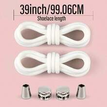 1 对金属圆形免系带鞋带，高弹性，穿脱更方便，适合靴子、男女运动鞋、休闲鞋