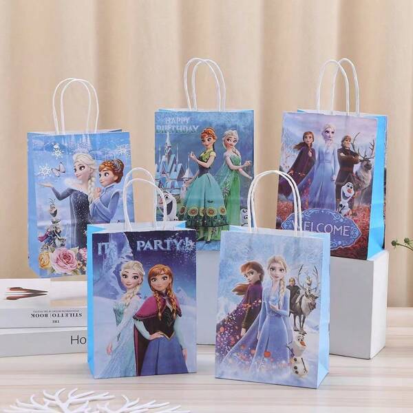 Disney 10pcs Disney Frozen Paper Tote Bags Gift Bags, Elsa Princess Tote Bags, Suitable For Festivals, Parties, And Other Occasions, Ideal For Candy Bags, Snacks, And Toy Packaging Decorative Items