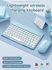 Clavier sans fil ultra-fin, souris sans fil, clavier avec des touches à bordure arrondie élégante, clavier sans fil portable silencieux, compatible avec iOS, Android, Windows, convient aux smartphones, ordinateurs portables, bureautiques, iPads, tablettes, pour usage domestique et de bureau, plusieurs options de couleurs, plug and play, interface Type-C